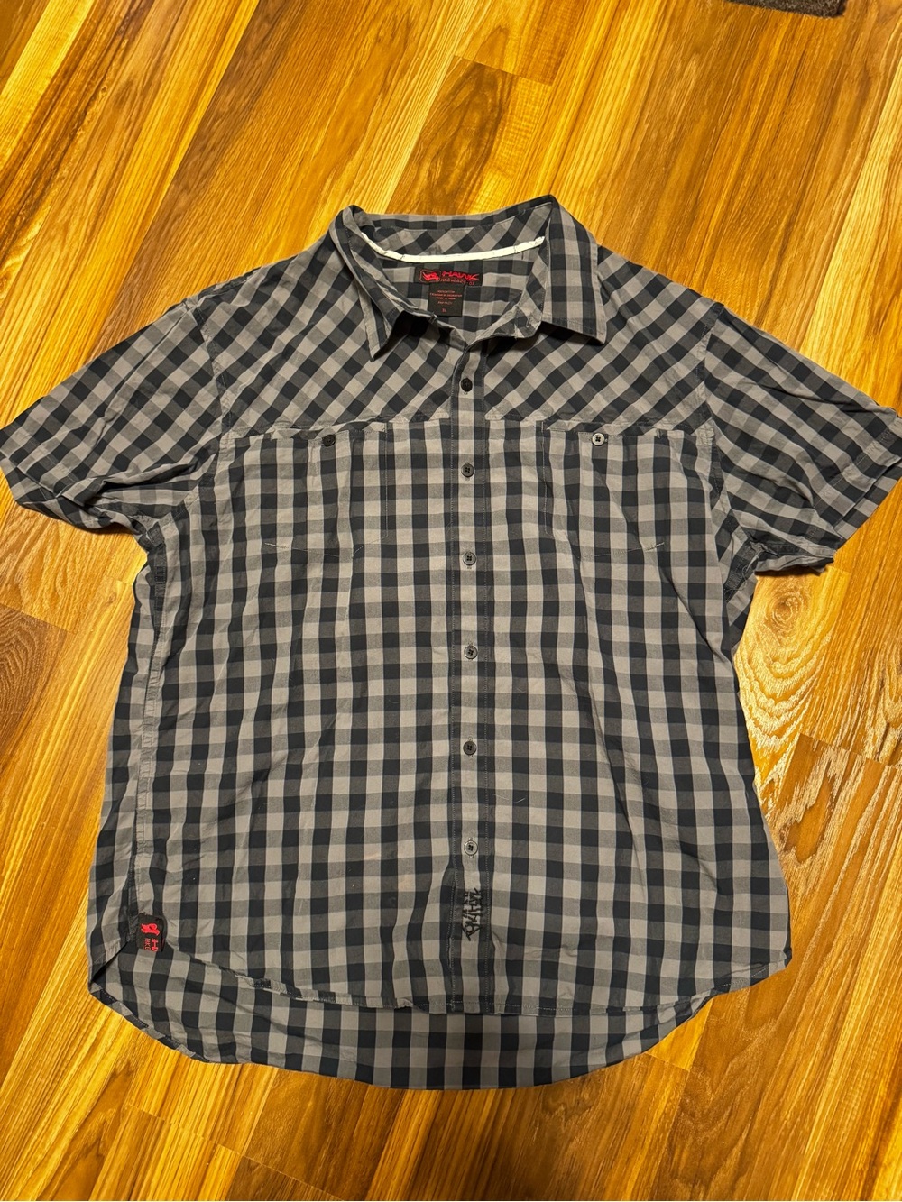 Tony Hawk Black & Gray Checked Short-Sleeve Button-Up Shirt
